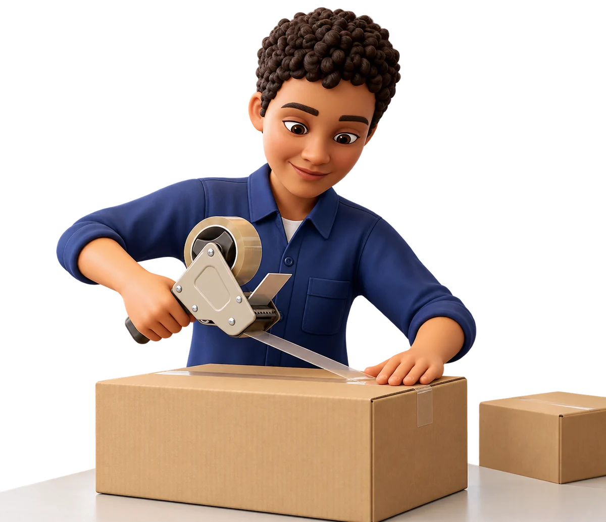 Illustration of a worker sealing a parcel with packing tape